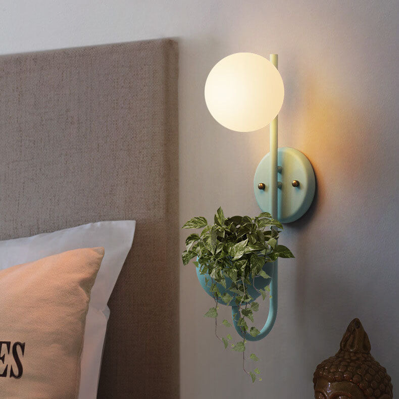 Glass Shade Sconce Light Iron 9 in Wide for Bedroom Bedside Reading Hallway Accent Hardwired Fixture Industrial Modern Minimalist Decor | Thomler