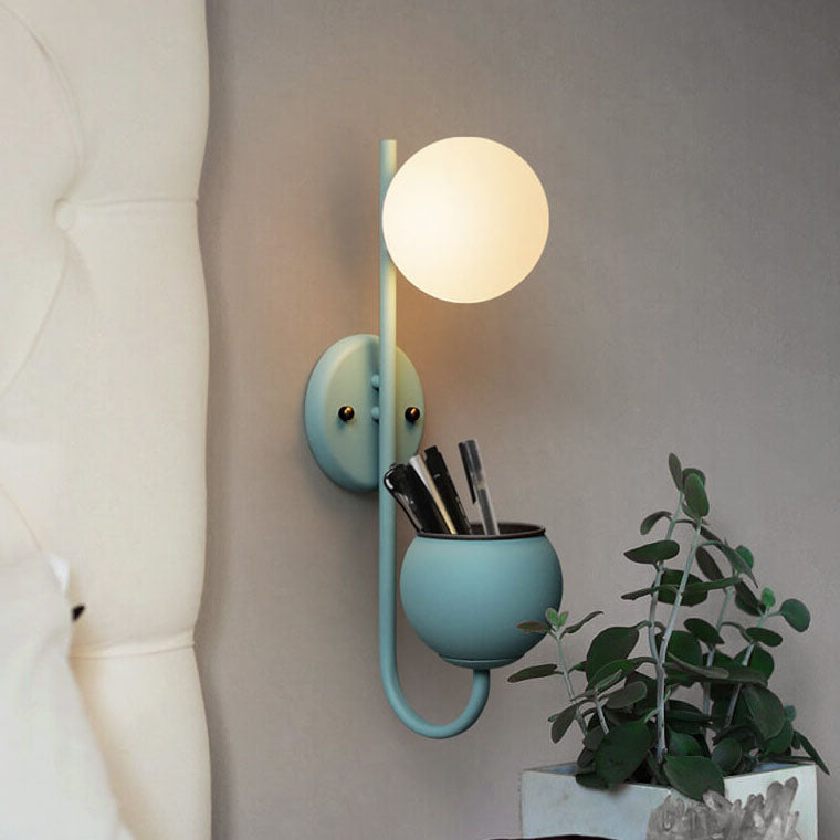 Glass Shade Sconce Light Iron 9 in Wide for Bedroom Bedside Reading Hallway Accent Hardwired Fixture Industrial Modern Minimalist Decor | Thomler