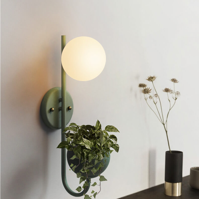 Glass Shade Sconce Light Iron 9 in Wide for Bedroom Bedside Reading Hallway Accent Hardwired Fixture Industrial Modern Minimalist Decor | Thomler