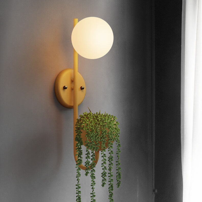 Glass Shade Sconce Light Iron 9 in Wide for Bedroom Bedside Reading Hallway Accent Hardwired Fixture Industrial Modern Minimalist Decor | Thomler