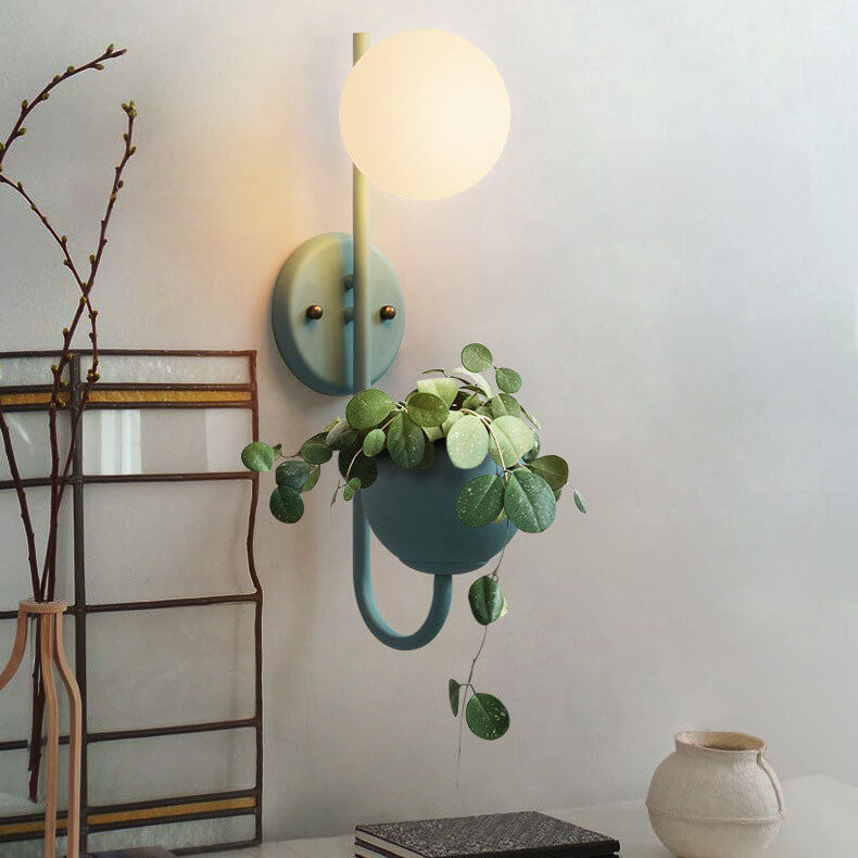 Glass Shade Sconce Light Iron 9 in Wide for Bedroom Bedside Reading Hallway Accent Hardwired Fixture Industrial Modern Minimalist Decor | Thomler