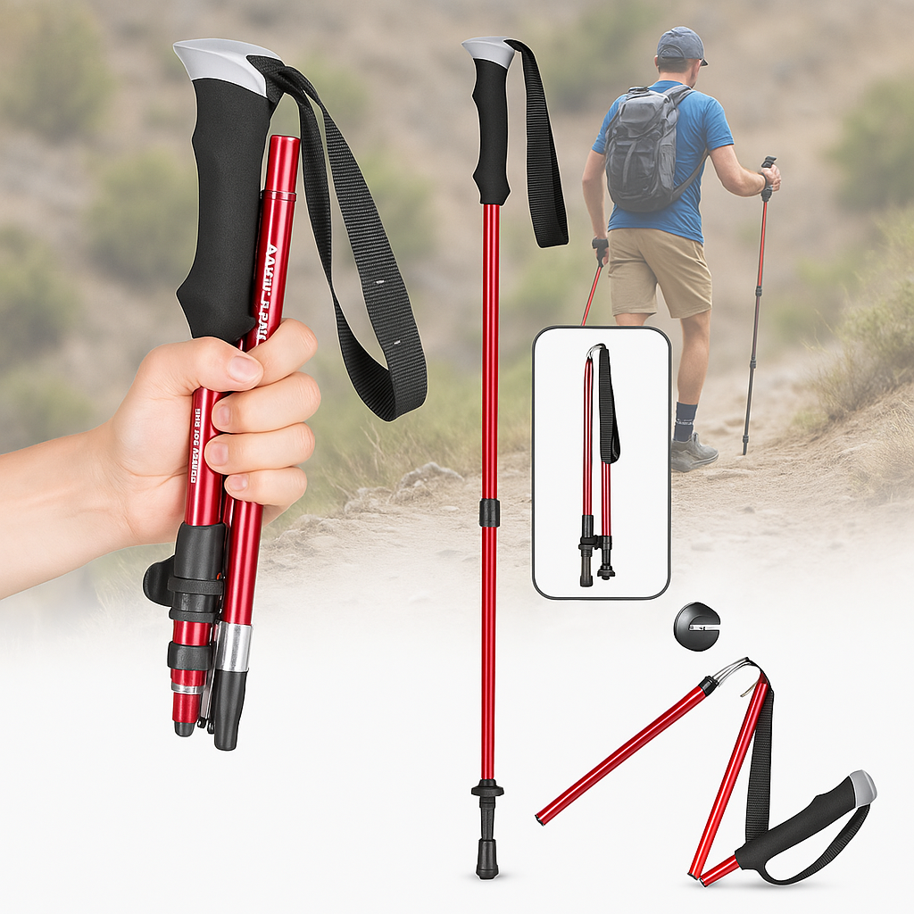 Telescoping Trail Poles for Hiking 43-53 in Collapsible Lightweight Alloy Support Sticks with Quick-Lock Mechanism for Mountain Trekking For | Thomler
