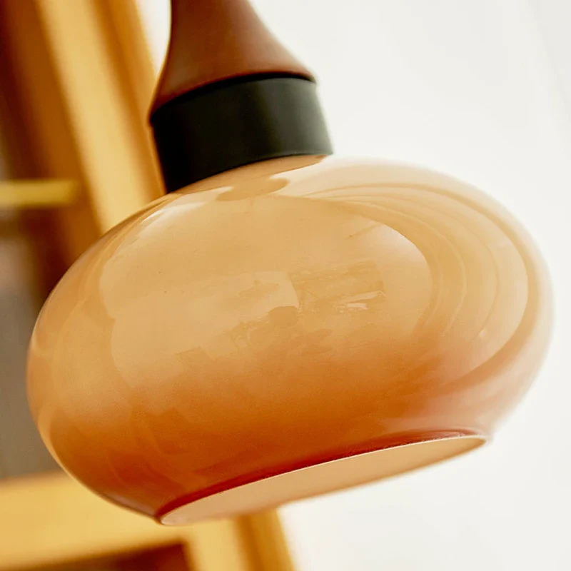 Handgefertigte Deckenleuchte aus Holz & Glas, 12-Zoll Hängeleuchte ideal für Küchen, Essbereiche, Schlafzimmer, E26-Fassung, rustikaler Bauernhausstil M | Thomler