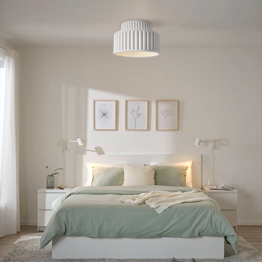 Flush Mount Resin Ceiling Light 10 in White for Low Ceilings Kitchen Hallway Bedroom Dining Room Compact Overhead Fixture E26 Socket | Thomler
