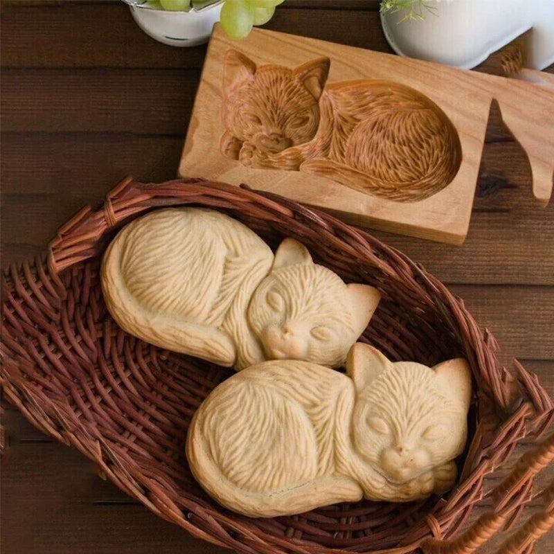 Cortador de galletas de madera con siete diseños estacionales y molde de presión y elevación