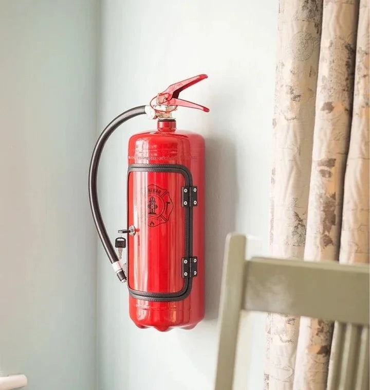Disguised Fire Extinguisher Liquor Cabinet for Man Cave & Home Bar | Hidden Bottle Storage Container with Accessories | Thomler