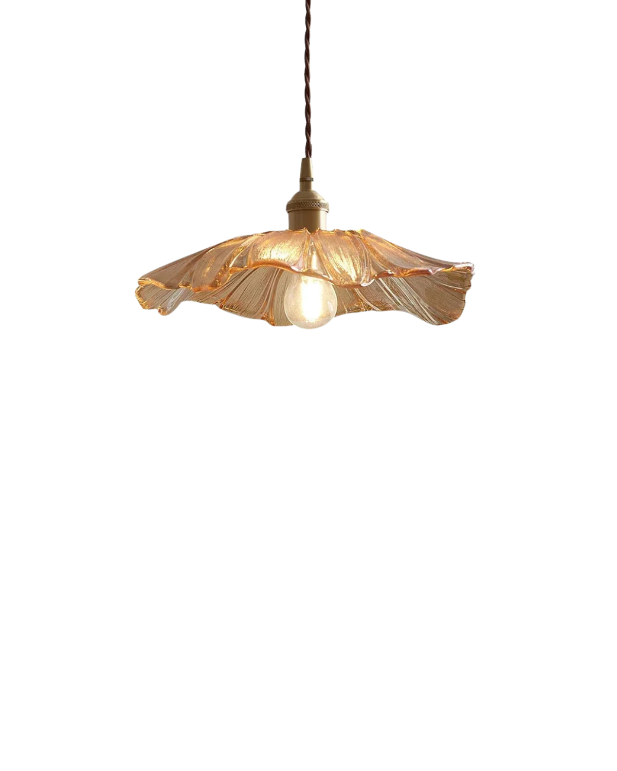 Glass Pendant Light with Brass Socket and Organic Petal Shape for Dining Room and Living Space | Thomler