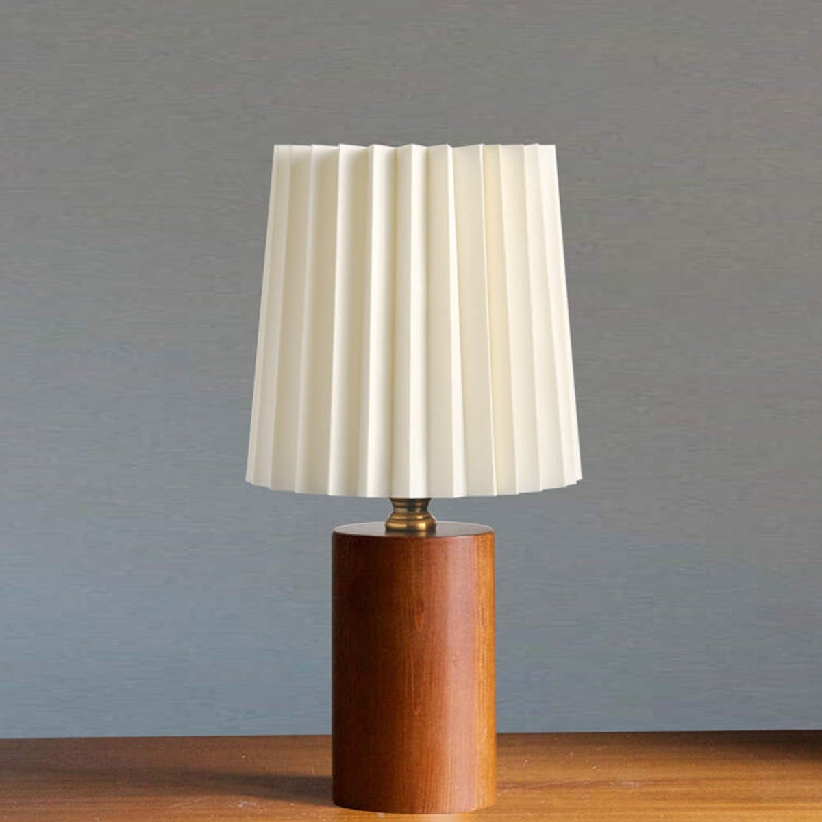 Houten bureaulamp met stoffen kap, 12 inch accentverlichting voor nachtkastje, kantoor, werkkamer, dimbare led-leeslamp, modern interieur | Thomler