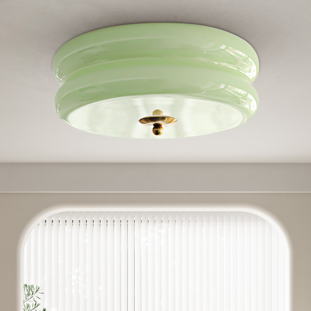LED-Deckenleuchte zur Unterputzmontage mit einstellbarer Farbtemperatur, Glasschirm, 33 cm Durchmesser, für Schlafzimmer, Wohnzimmer, Esszimmer, moderner Art-déco-Stil | Thomler