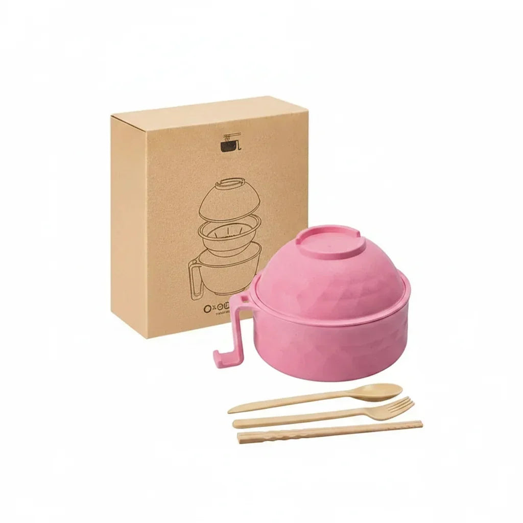 Mikrowellen-Nudelschalen-Set mit Verschlussdeckel und Cool-Touch-Griff, 6-teilig