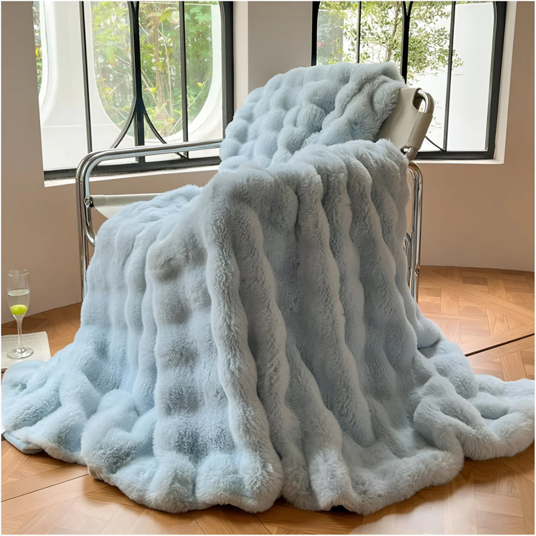 Kunstfell-Wohndecke 150 x 200 cm Beige Polyester für Couch Bett Schlafzimmer Weich Warm Übergroß Dekorativ Wohnzimmer Sofaüberwurf | Thomler
