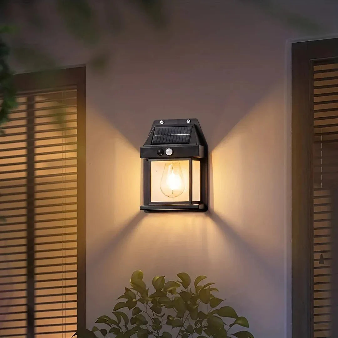 Solar Motion Sensor Security Light 3W LED Warm White for Outdoor Entrance Patio Garden Driveway Wireless Wall Lamp 26 ft Detection | Thomler