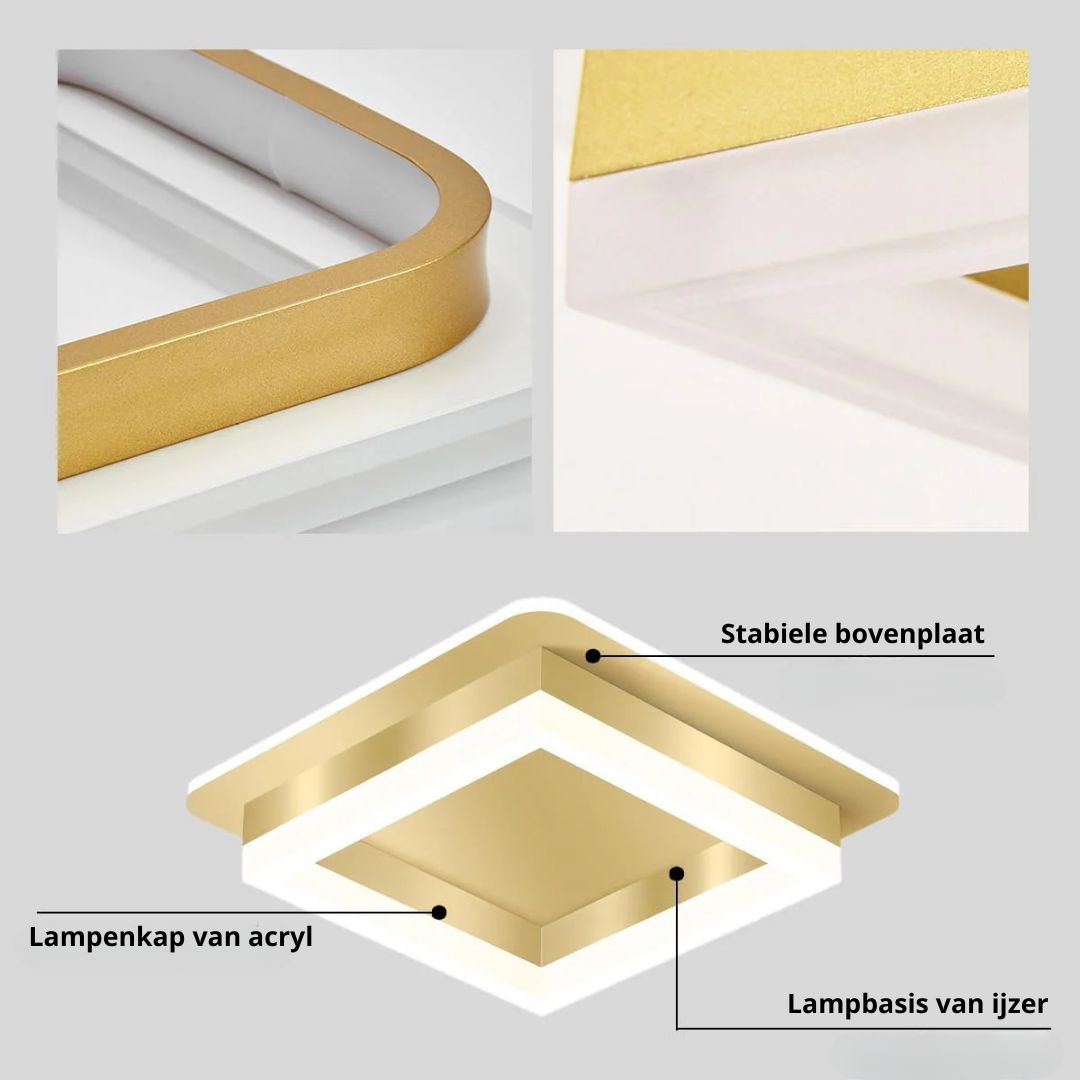 Quadratische LED-Aufbau-Deckenleuchte, 1920 Lumen, für Schlafzimmer, Flur, Wohnzimmer, modernes geometrisches, flaches, mehrschichtiges Design in Schwarz-Weiß | Thomler