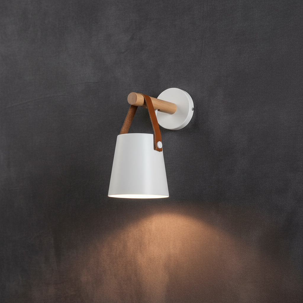 Houten wandlamp minimalistische slaapkamerverlichting zwart wit bedraad of met stekker sfeerverlichting modern Scandinavische stijl woondecoratie | Thomler