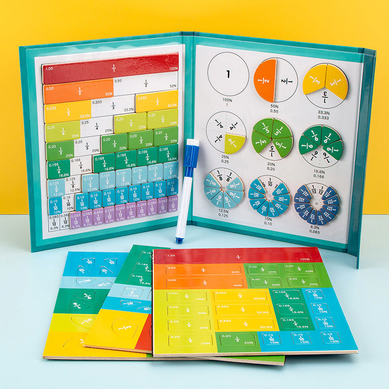 Interactief leerbord voor breuken met magnetische onderdelen voor rekenoefeningen door kinderen, thuisonderwijs en leermiddel in de klas | Thomler