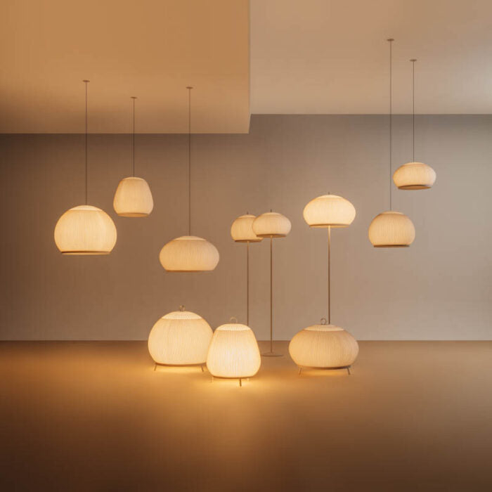Geribbelde Lycra Hanglamp – 18 inch Ronde Dimmbare LED Plafondpendel voor Kookeiland, Eettafel & Moderne Woonruimtes | Thomler