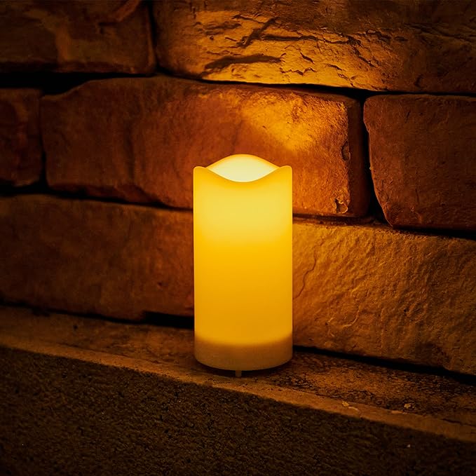 Battery-Powered LED Pillar Candle 4 Inch Realistic Flicker Ivory Wax-Effect Indoor Decor Safe Lighting for Bedroom Living Room Dining Table | Thomler
