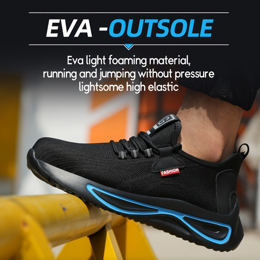Stalen neus werksneakers voor heren – Lichtgewicht ademende veiligheidsschoenen met anti-perforatiezool voor op de bouwplaats & buitengebruik | Thomler