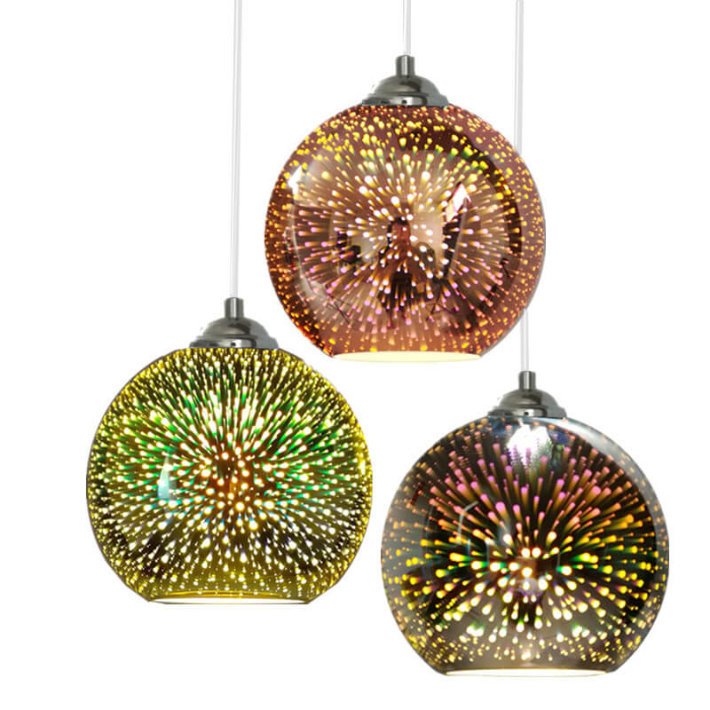 Hanging Ceiling Fixture with Multicolor Glass Shade and Height-Adjustable Cord for Kitchens, Dining Areas, Bars, and Cafés | Thomler