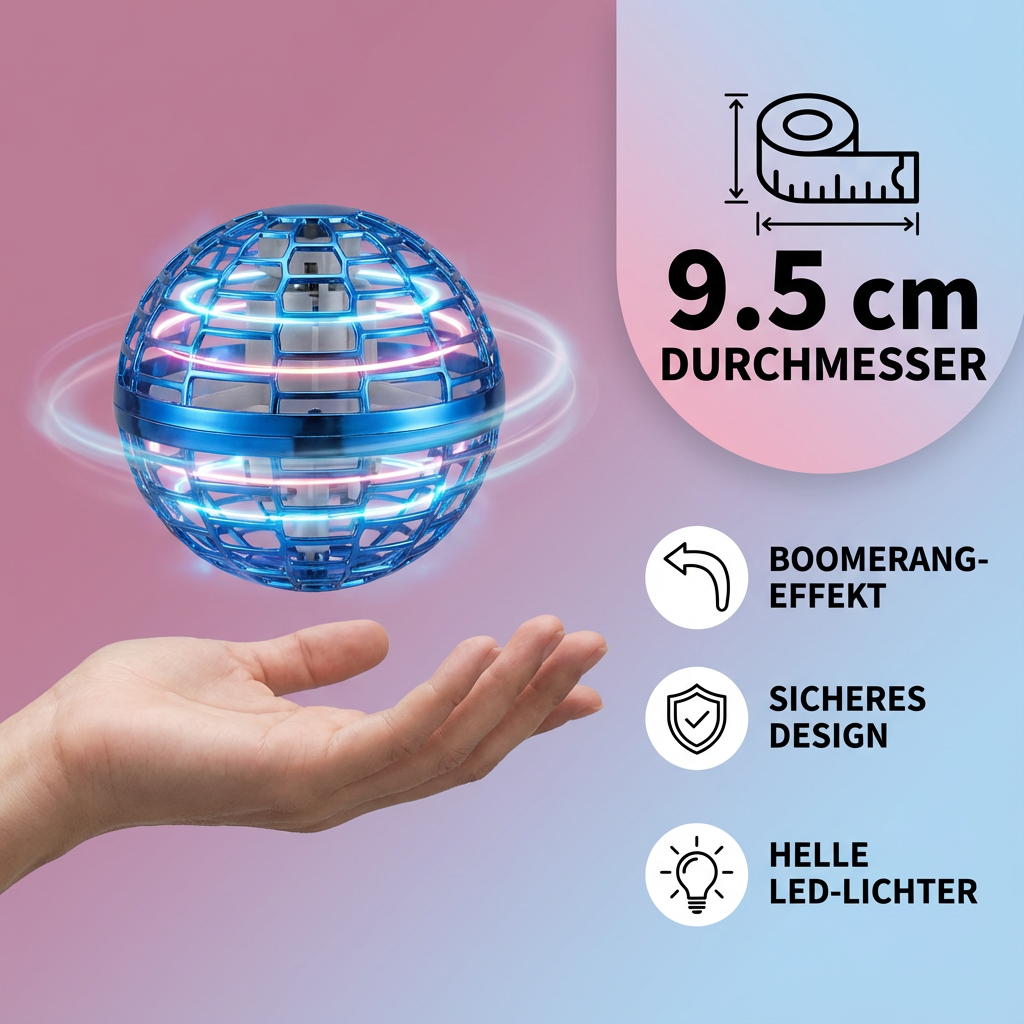 LED Hover Ball Flying Orb Toy with Light-Up Effects for Kids & Adults Indoor Outdoor Play Rechargeable | Thomler