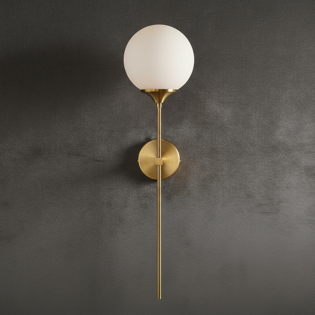 Glazen Wandlamp met Gouden Metalen Voet – Sfeerverlichting voor Slaapkamer, Woonkamer & Hal – 4 Kleuren voor de Kap | Thomler