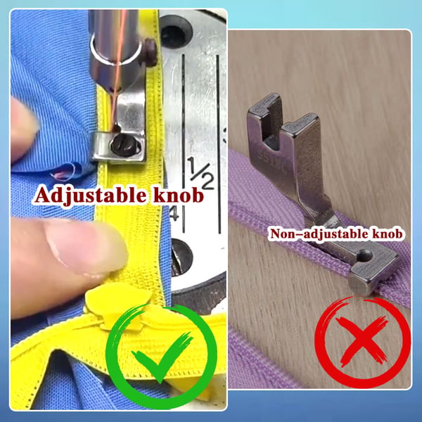 Adjustable Zipper Foot for Sewing Machines – Invisible Zip Presser Foot Attachment for Size 3 & 5 Zippers | Compatible with Most Home Models | Thomler