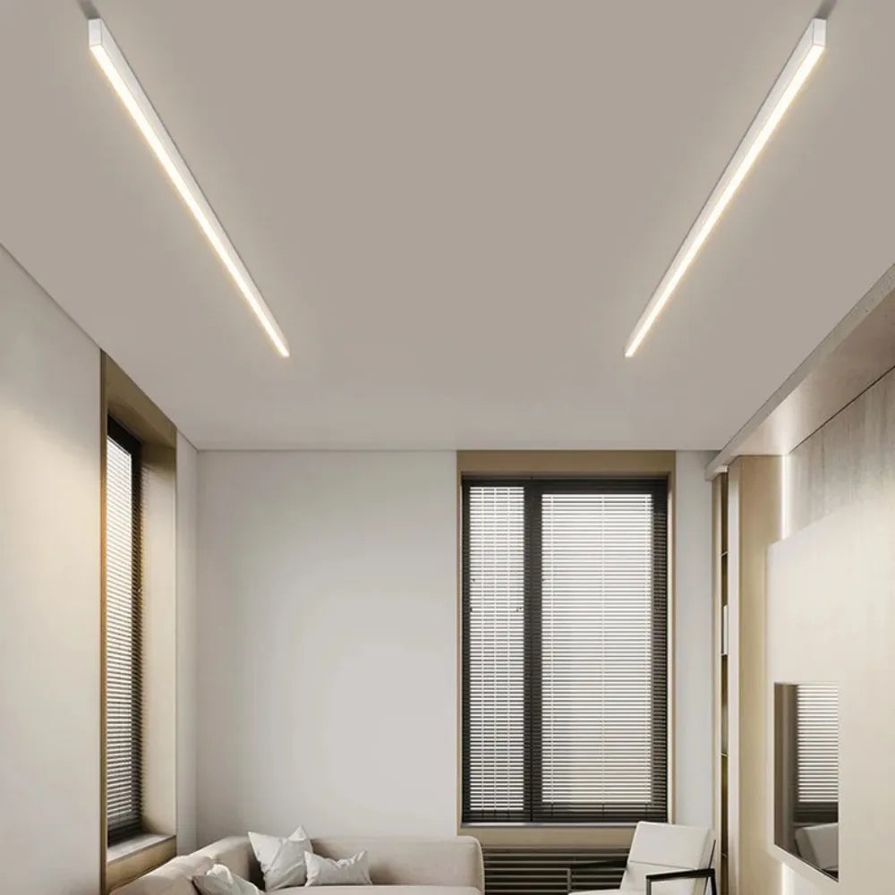Linear LED Flush Mount Ceiling Light 47-inch Black Fixture for Bedroom Living Room Hallway Contemporary Minimalist Home Lighting | Thomler