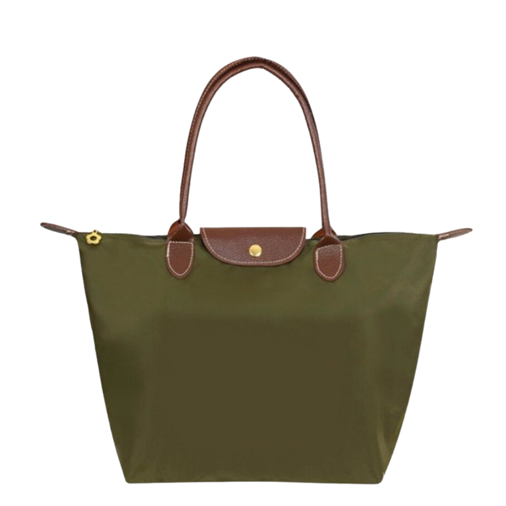 Waterbestendige nylon tas met leren accenten – Ruime tas voor werk, reizen en dagelijkse boodschappen