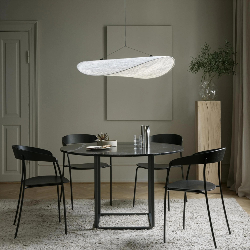 Woven Silk Shade Hanging Lamp White 16-31 in Adjustable Cord Warm Ambient Glow for Dining Room Bedroom Living Room Modern Minimalist Ceiling | Thomler