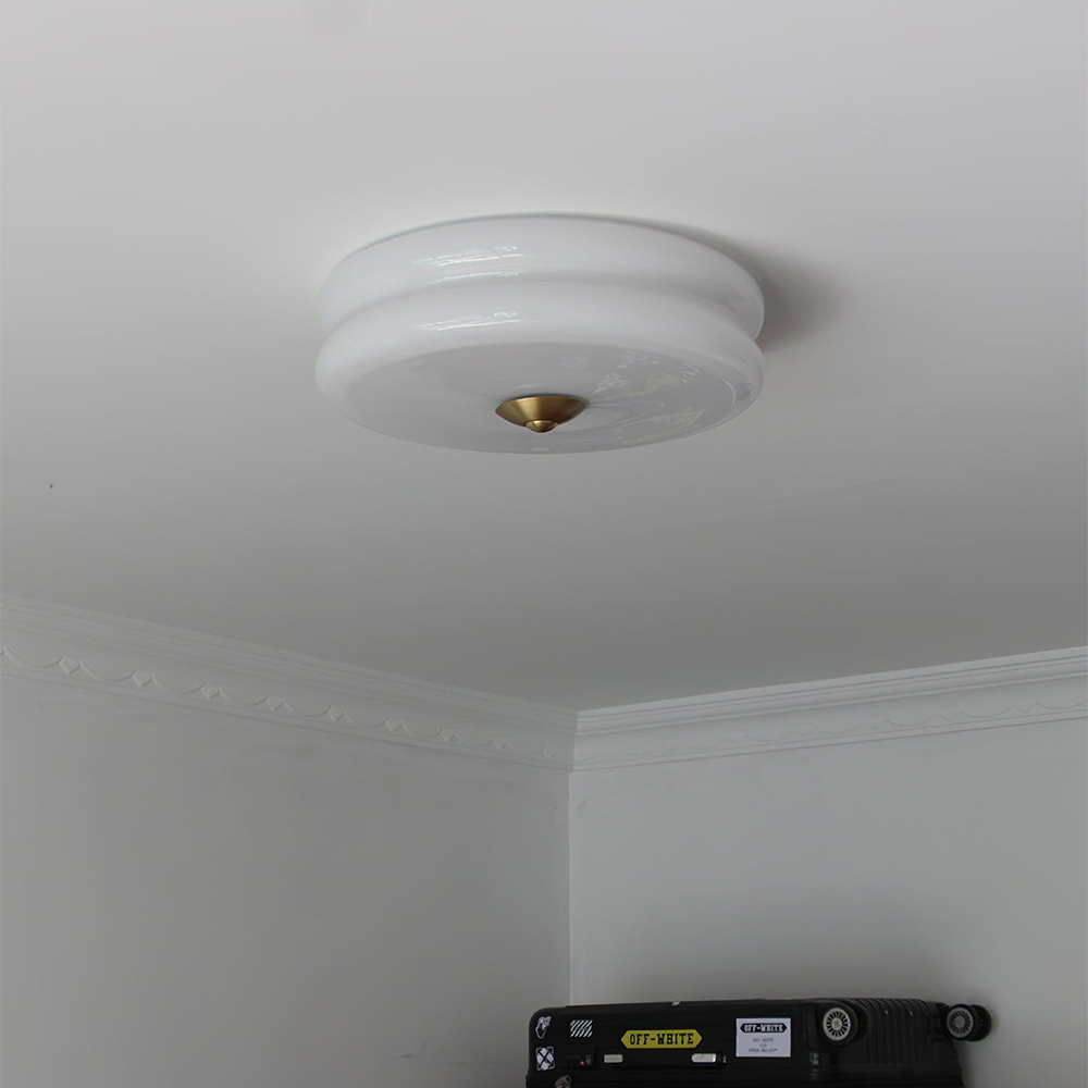 LED-Deckenleuchte zur Unterputzmontage mit einstellbarer Farbtemperatur, Glasschirm, 33 cm Durchmesser, für Schlafzimmer, Wohnzimmer, Esszimmer, moderner Art-déco-Stil | Thomler