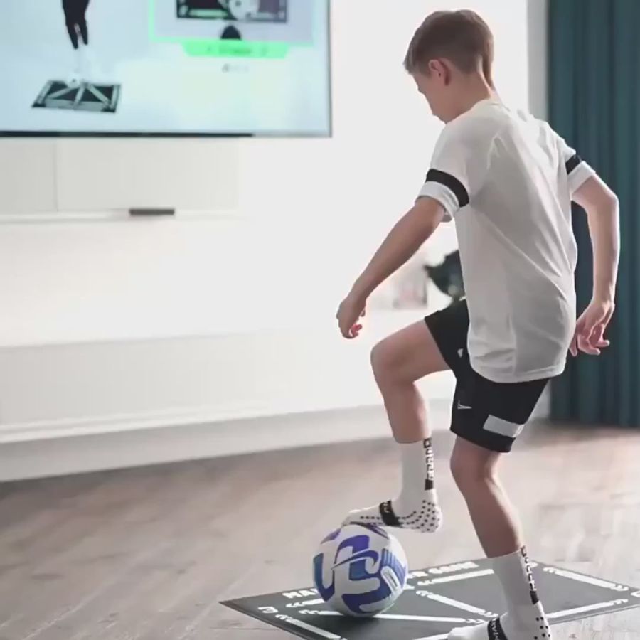 Soccer Skills Training Mat 35 in × 24 in Indoor Footwork Dribbling Practice Set Ball Control Exercises Youth Home Drills Anti-Slip Socks | Thomler