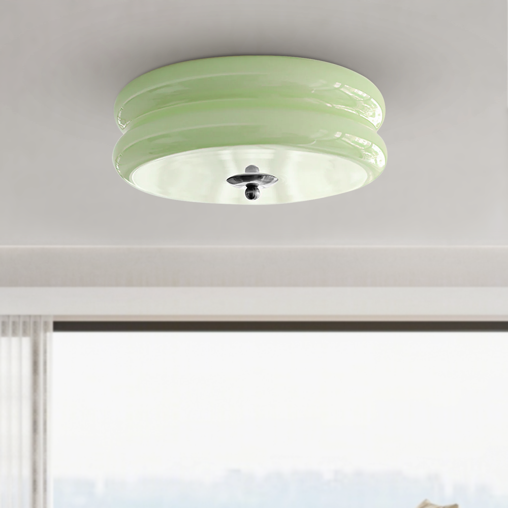 LED-Deckenleuchte zur Unterputzmontage mit einstellbarer Farbtemperatur, Glasschirm, 33 cm Durchmesser, für Schlafzimmer, Wohnzimmer, Esszimmer, moderner Art-déco-Stil | Thomler