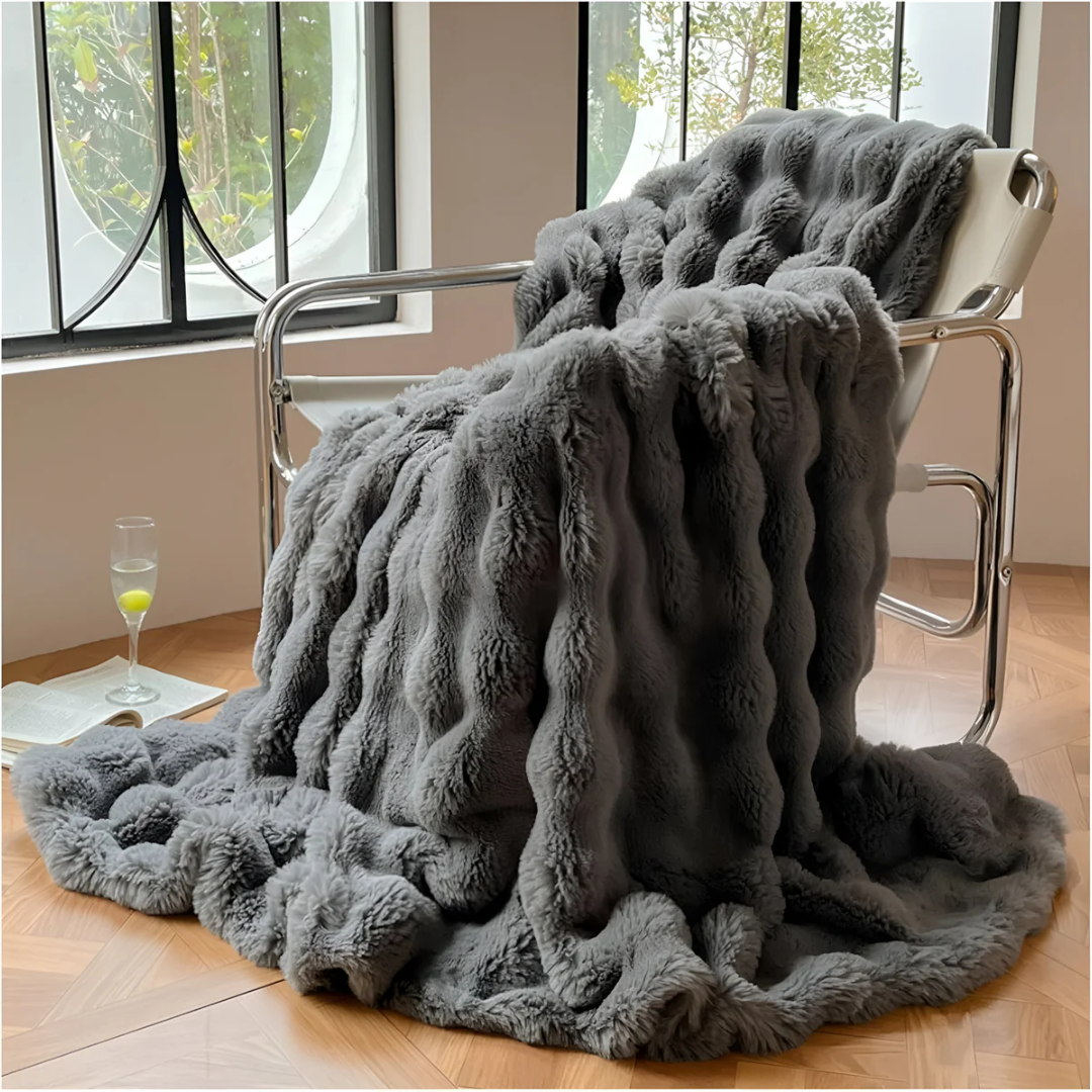Kunstfell-Wohndecke 150 x 200 cm Beige Polyester für Couch Bett Schlafzimmer Weich Warm Übergroß Dekorativ Wohnzimmer Sofaüberwurf | Thomler