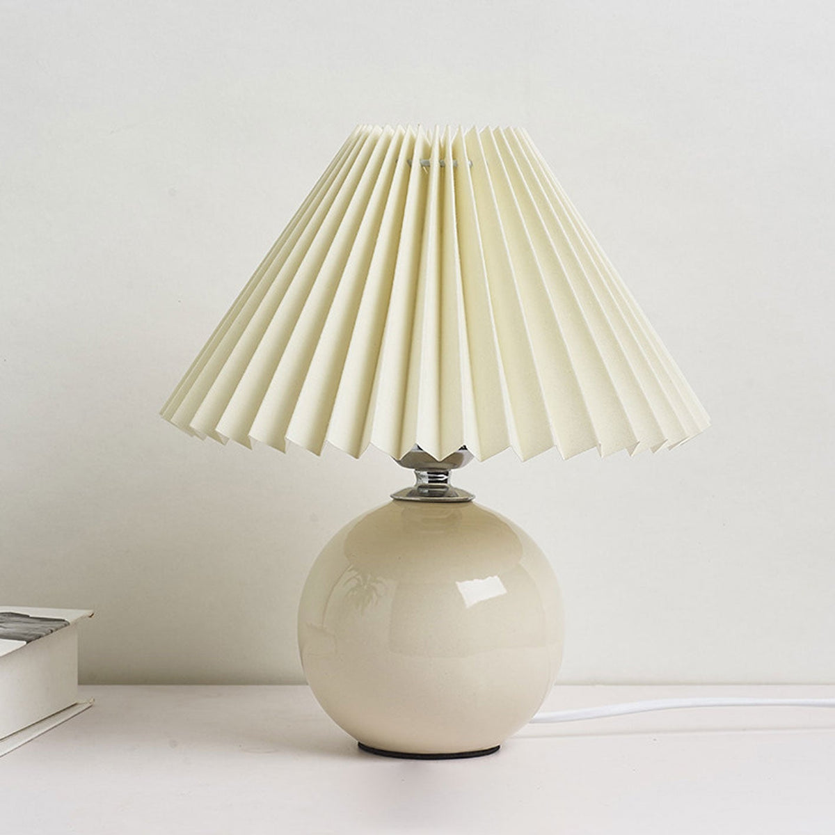Ceramic Accent Lamp with Fabric Shade 11x9.5 in E26 Socket for Nightstand Desk Study Room Reading Light Modern Home Decor | Thomler