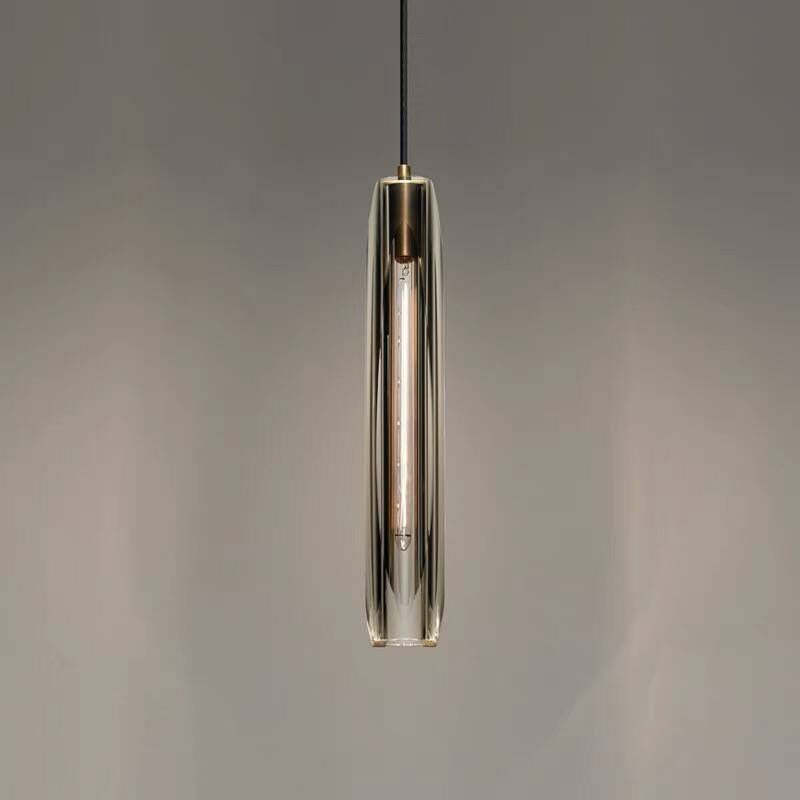 Glass Cylinder Hanging Light Fixture 15 Inch Height Adjustable Drop Ceiling Lamp for Dining Room Bedroom Living Room Contemporary Minimalist | Thomler