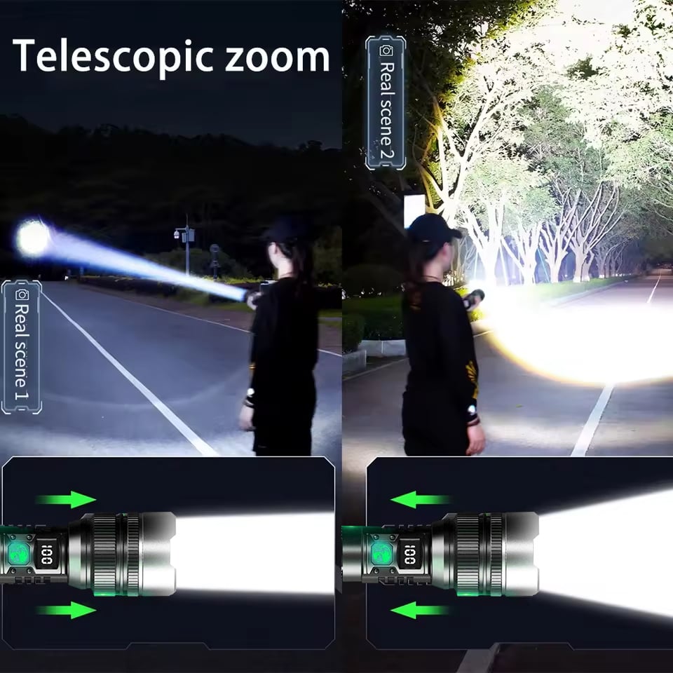 Wiederaufladbare USB-LED-Taschenlampe mit einstellbarem Zoom-Fokus für Camping, Notfälle & Outdoor-Einsatz | Thomler