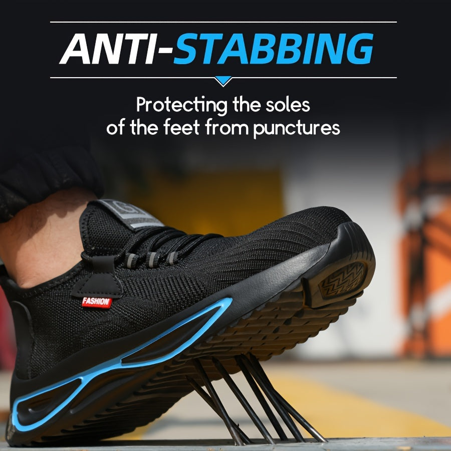 Stalen neus werksneakers voor heren – Lichtgewicht ademende veiligheidsschoenen met anti-perforatiezool voor op de bouwplaats & buitengebruik | Thomler