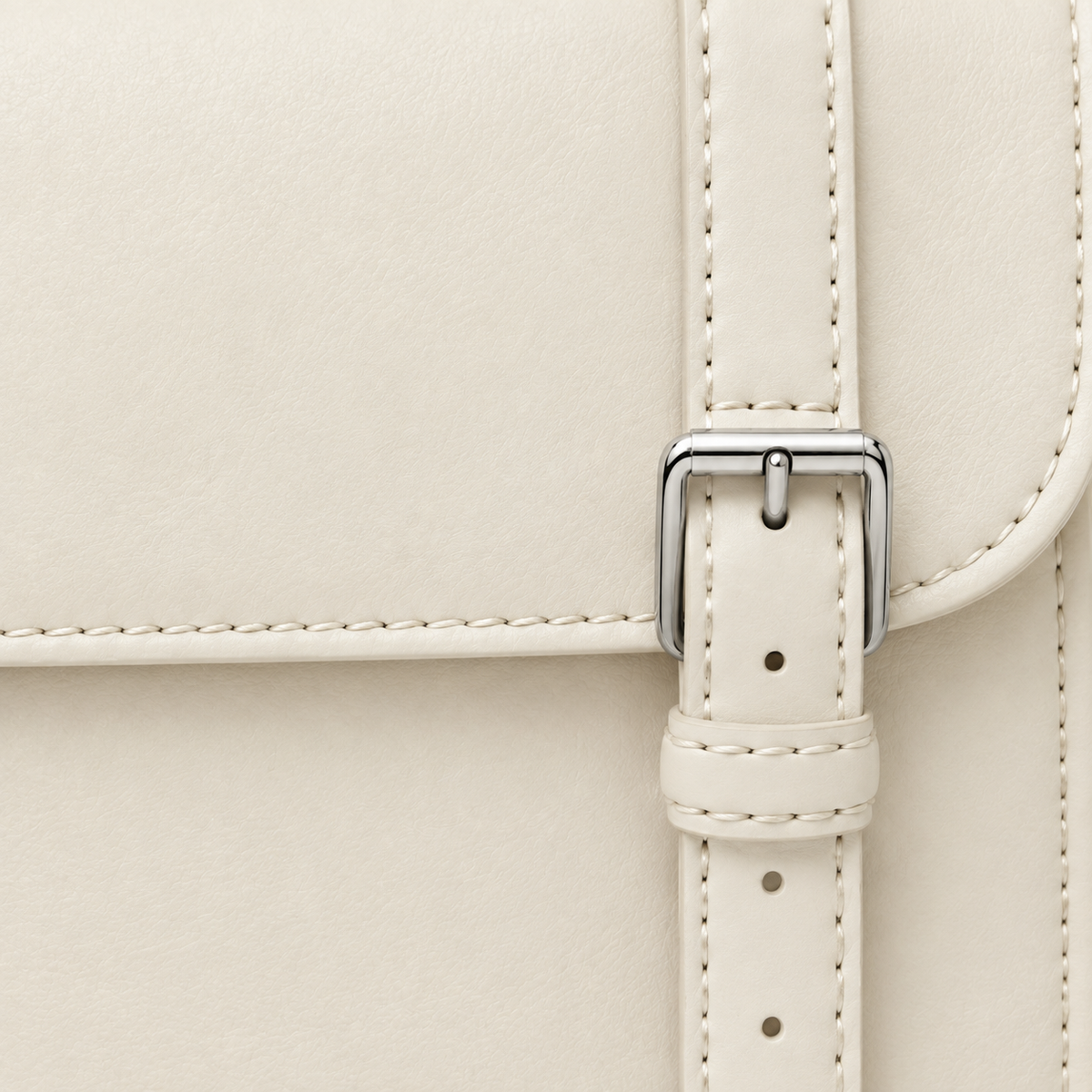 Cream Satchel Bag 10 in – Structured with Buckle Closure