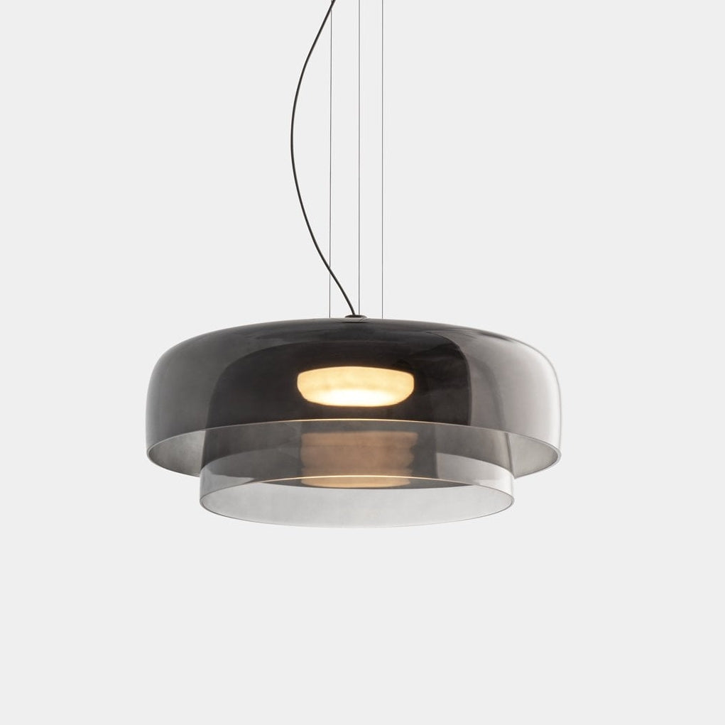 Lámpara colgante de vidrio en capas de 16.5" naranja para isla de cocina y mesa de comedor – Lámpara colgante con cable ajustable, LED incluido, estilo escandinavo moderno | Thomler