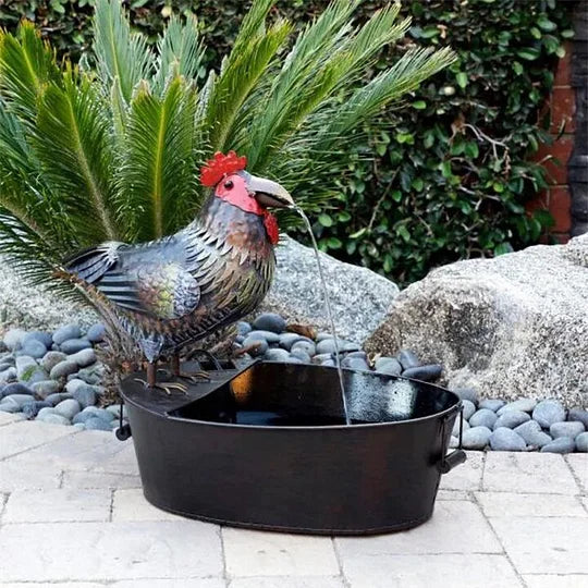 Tischbrunnen mit Vogelfigur – Polyresin-Design in Natursteinoptik für Terrasse, Veranda & Garten | Thomler