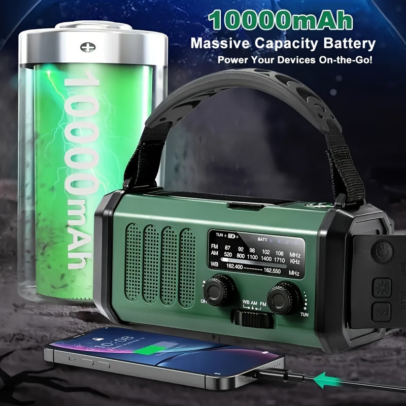 Solar-Notfallwetterradio mit Handkurbel, Taschenlampe & Handy-Ladegerät für Camping, Wandern, Outdoor-Überleben und Vorsorge bei Stromausfällen