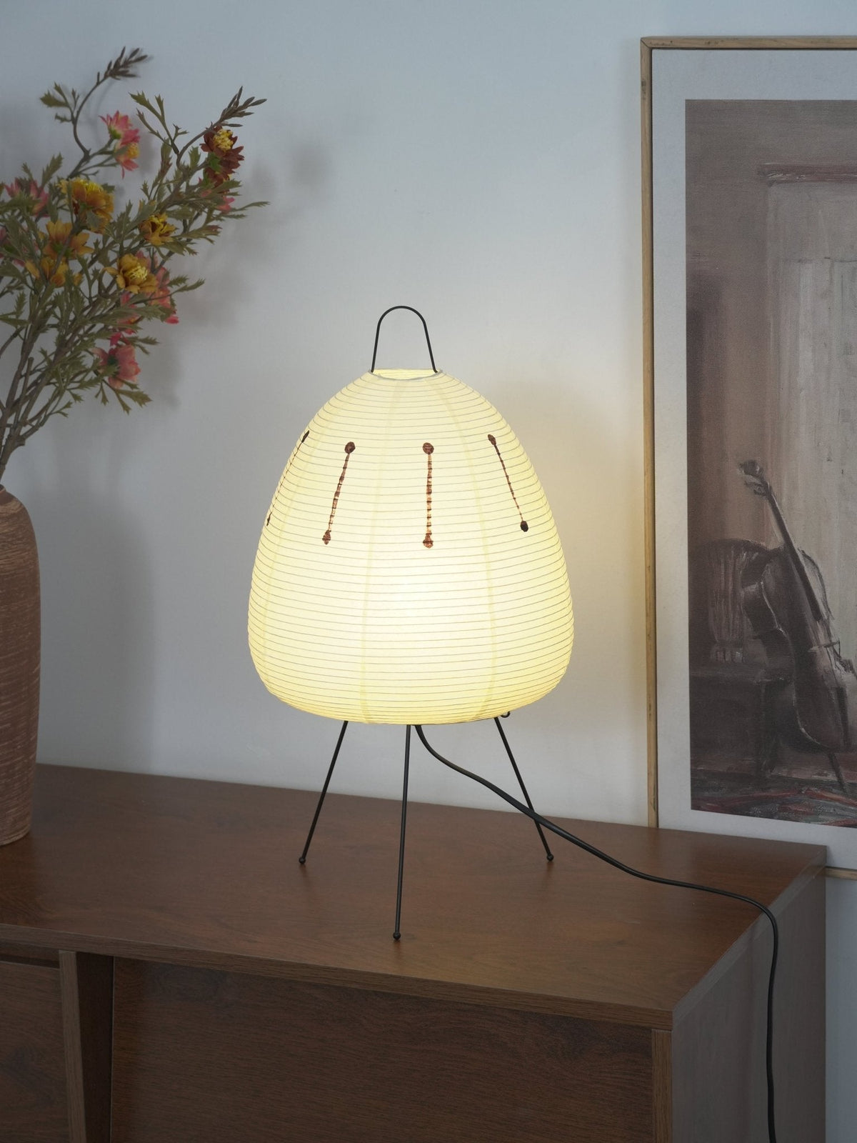 Lámpara de acento con pantalla de papel hecha a mano, 10 pulgadas de ancho, luz nocturna LED de brillo cálido para dormitorio, oficina, escritorio, rincón de lectura, estilo minimalista japonés