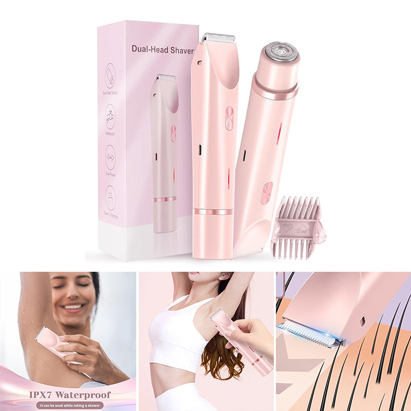Rechargeable Dual-Head Precision Trimmer for Face, Underarms & Bikini Line – Waterproof IPX7, USB-C Fast Charging, Gentle on Sensitive Skin | Thomler