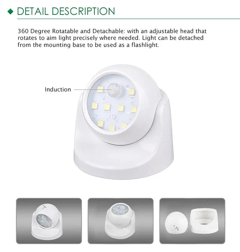 Draadloze led-spot met bewegingsmelder – 360° draaibaar & energiezuinig
