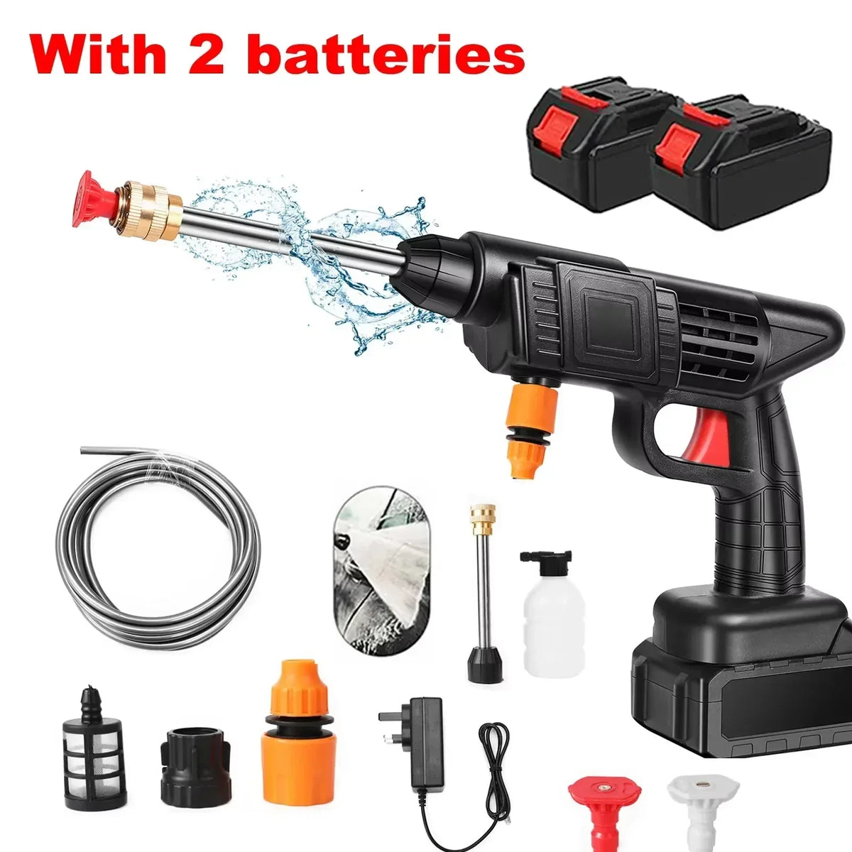 Rechargeable Electric Power Washer for Vehicles & Outdoor Spaces – Battery-Operated Handheld Water Sprayer with Adjustable Nozzle | Thomler