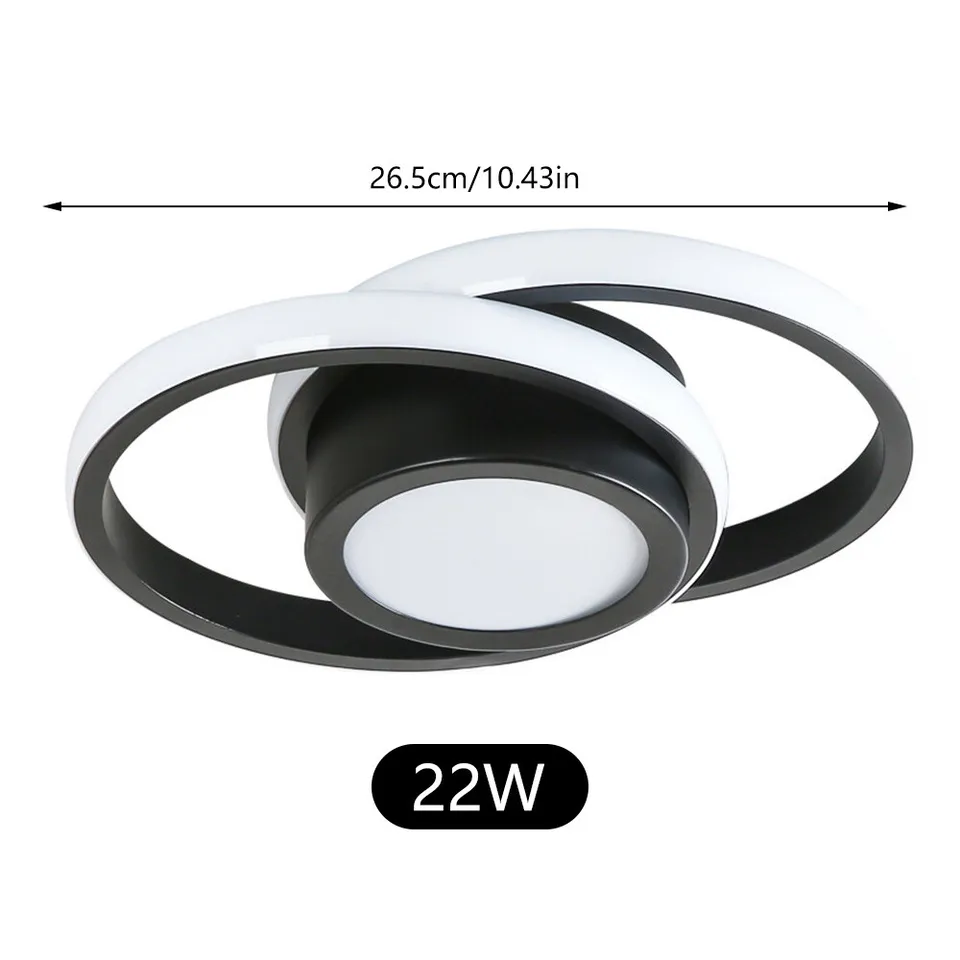 Double Ring LED Flush Mount Light Black Contemporary Overhead Fixture for Entryway Foyer Apartment Passageway Interior Decor | Thomler
