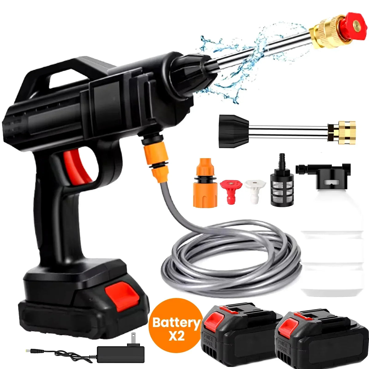 Rechargeable Electric Power Washer for Vehicles & Outdoor Spaces – Battery-Operated Handheld Water Sprayer with Adjustable Nozzle | Thomler