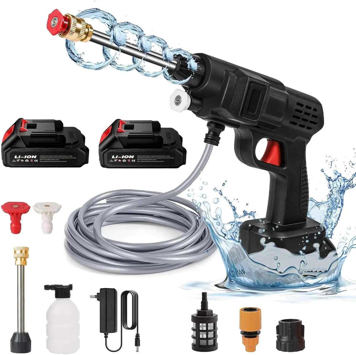 Rechargeable Electric Power Washer for Vehicles & Outdoor Spaces – Battery-Operated Handheld Water Sprayer with Adjustable Nozzle | Thomler