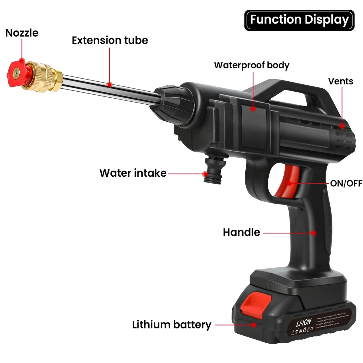 Rechargeable Electric Power Washer for Vehicles & Outdoor Spaces – Battery-Operated Handheld Water Sprayer with Adjustable Nozzle | Thomler