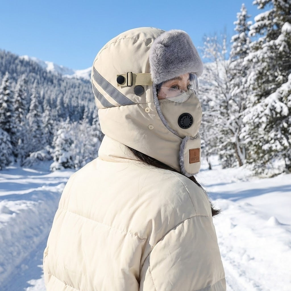 Full-Face Insulated Winter Balaclava with Detachable Shield & Windproof Design for Skiing & Cold Weather
